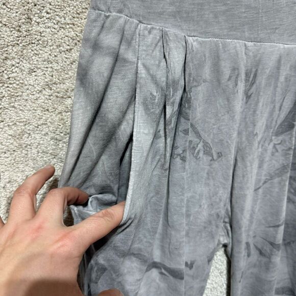 Heel Athens Lab Crop Pants Women's S Gray Tie Dye Pleated Pull On Organic Cotton - Picture 6 of 14